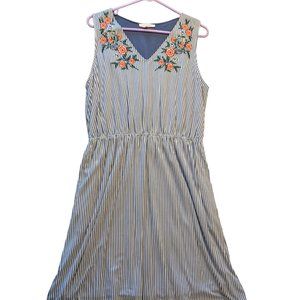 Skies are Blue Sleeveless Embroidered Dress